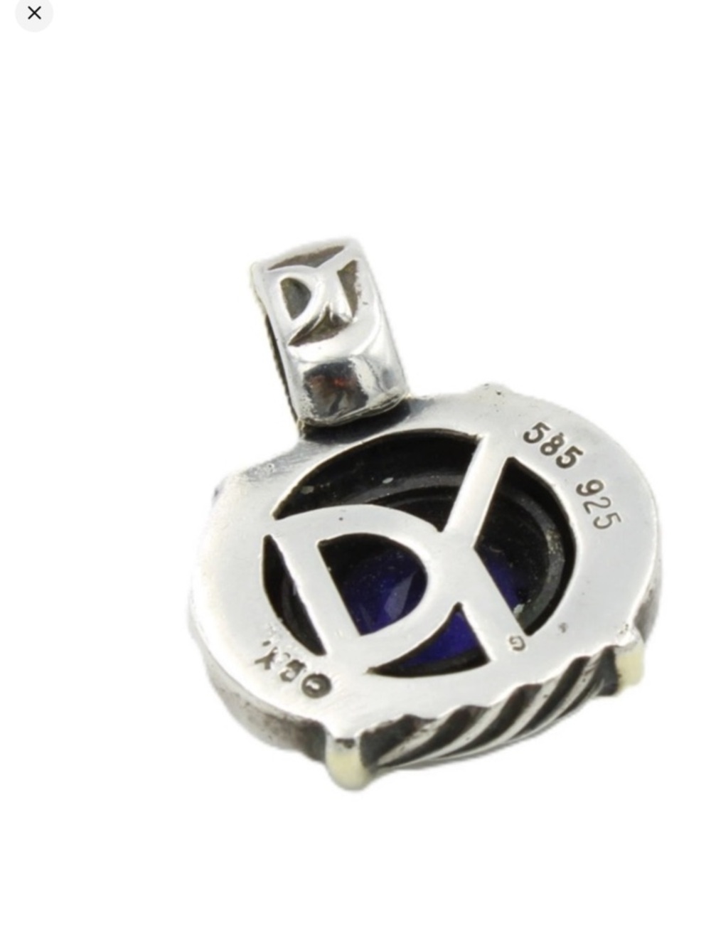Authentic David Yurman Sterling silver 14k gold iolite Pendant - Picture 2 of 3